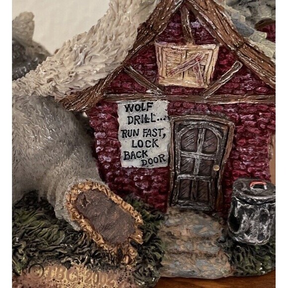 Boyds Bears "Huff P. Wolf with Bacon Porkchop Hamlet" 3 Little Pigs house #2456 - Picture 7 of 9